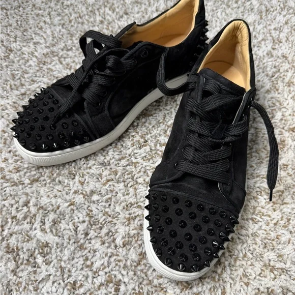 Christian Louboutin Black Suede Spiked Sneakers